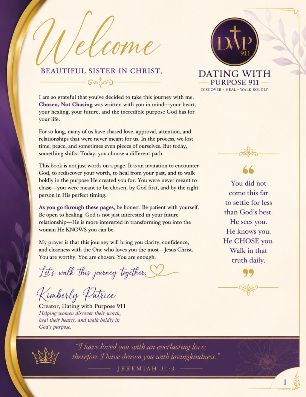 Dating With Purpose 911 20-Page Devotional Workbook
