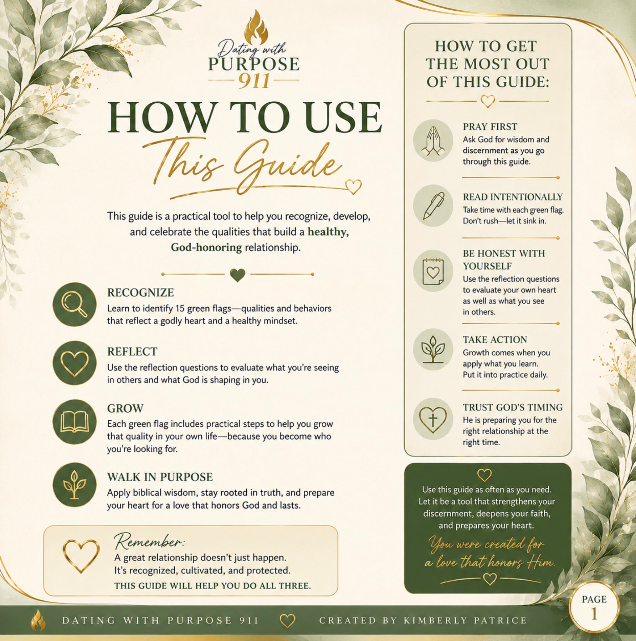 Dating With Purpose 911“ Green Flags Guide “